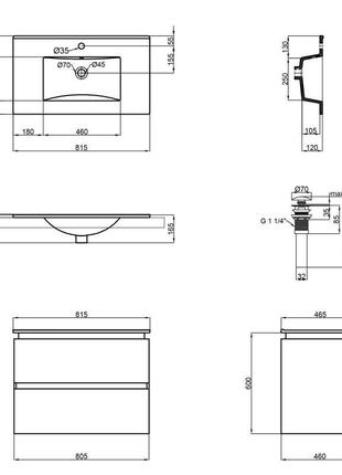 Комплект qtap albatross 810х725х460 white тумба підвісна + раковина урізна qt0172tp800d3080cw2 фото