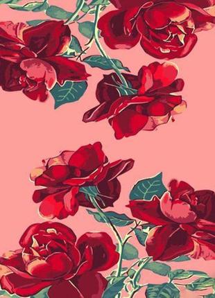 Набір для розпису по номерах троянди на рожевому фоні strateg розміром 40х50 см (dy411)1 фото