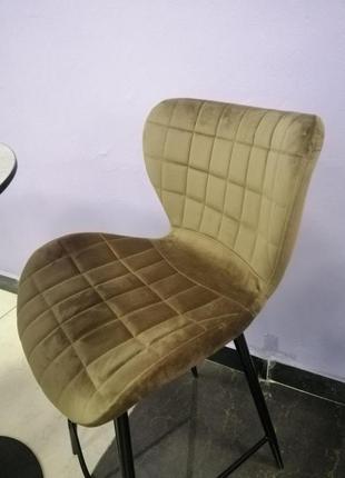 Барний стілець в-22 велюр + чорний метал vetro8 фото