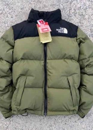 Куртка зимняя в стиле the north face оливковая3 фото