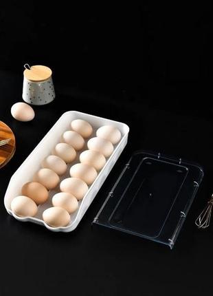 Контейнер для зберігання яєць egg storage box, на 14 шт., білий пластиковий лоток для яєць6 фото