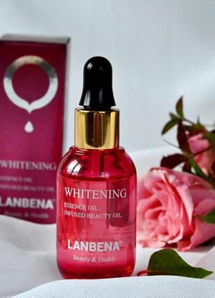 Масло для лица осветляющее от акне lanbena whitening essence oil, отбеливающее масло1 фото