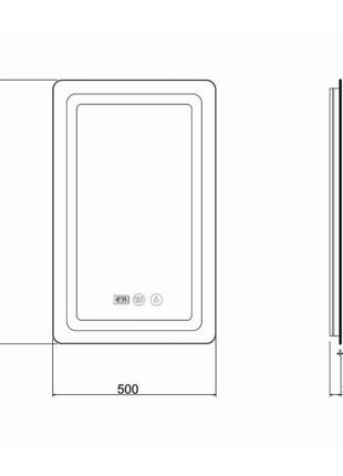 Дзеркало qtap mideya 500х800 (dc-f911) з led-підсвічуванням та антизапотіванням qt2078f911w2 фото