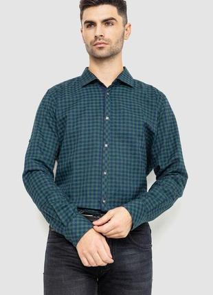 Рубашка мужская в клетку байковая, цвет зелено-синий, 214r16-33-164