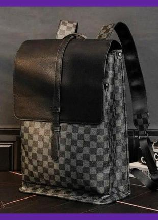 Практичный мужской городской рюкзак в клетку. большой рюкзак для мужчин эко кожа люкс качество