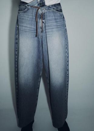 Zara широкі джинси із ременем, штани, брюки2 фото