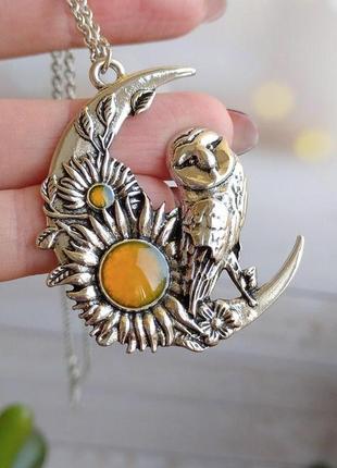 Кулон сова з соняшником