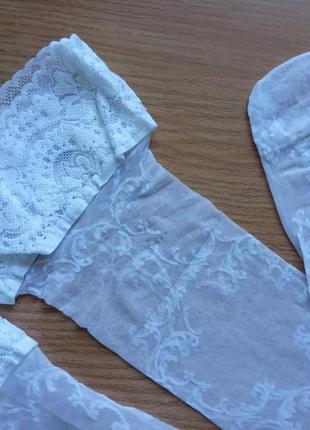 Элегантные белые чулки с нежным узором р. 1/2 gatta lavinia на силиконе