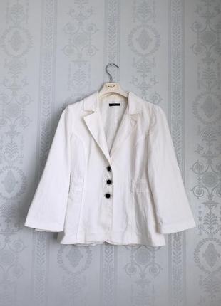 Белый пиджак жакет блейзер лен  хлопок классический oggi1 фото