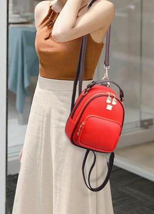 Женский стильный рюкзак-сумка трансформер, сумочка мини рюкзак для девушки9 фото