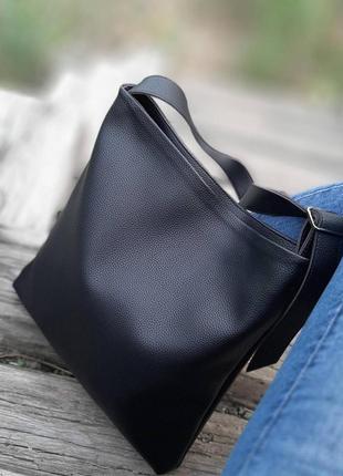 Жіноча сумка велика чорна екокожа сумка планшетка4 фото