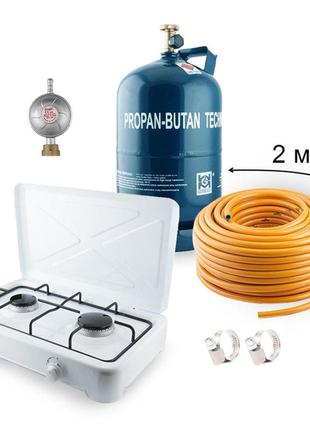 Набор газовый: баллон gzwm 12,3л, редуктор, шланг, портативная плита or-201, хомуты