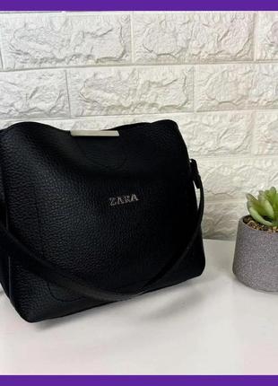 Жіноча міні сумочка на плече екошкіра чорна, якісна класична маленька сумка для дівчат