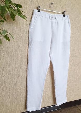 Стильні, легкі, білосніжні лляні штани, штани від h&m, 100% льон8 фото
