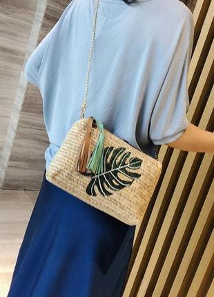 Модная женская соломенная сумочка клатч, стильная яркая сумка на плечо4 фото