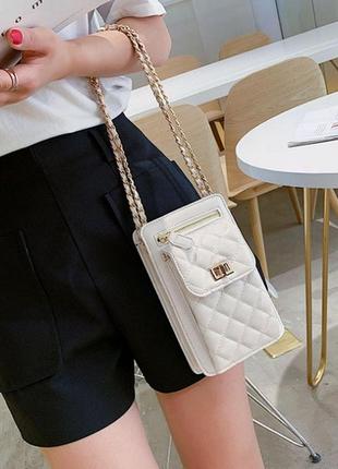 Красивая мини сумочка клатч с цепочкой стеганая, маленькая сумка для девушек, модный женский кошелек-клатч4 фото