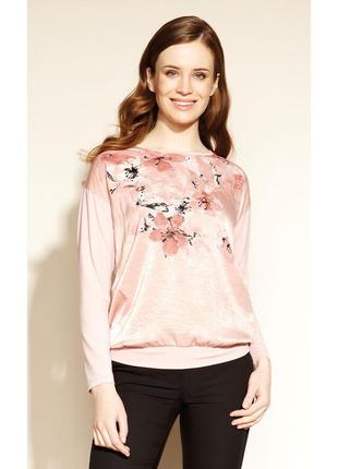 Блузка трикотажная меланжевая с атласом осенняя зимняя с меланжем zaps silva 058 розовая