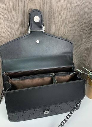 Женская сумочка в стиле gucci, маленькая замшевая сумка на цепочке, черная мини сумочка с подковой9 фото