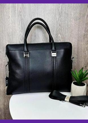 Качественная мужская кожаная сумка для документов деловая, деловой портфель а4 натуральная кожа для работы1 фото