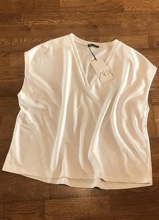 Белая футболка блузка zara, p. l /12-14