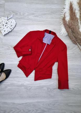 Идеальный красный укороченный кроп пиджак1 фото