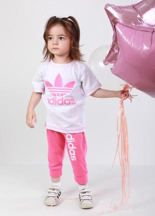 Комплект літній футболка+бриджі для дівчинки з принтом adidas кулір3 фото