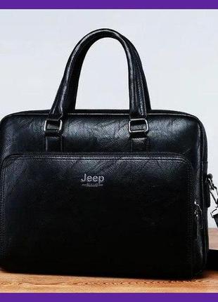 Удобная мужская сумка для документов а4 мужской портфель деловой для бумаг jeep1 фото