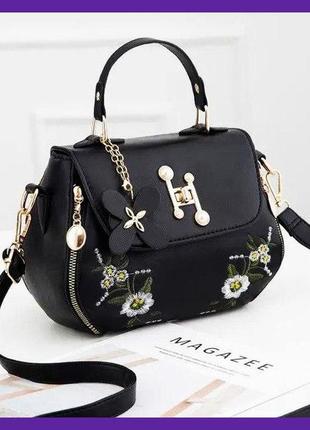 Модная женская мини сумочка с вышивкой, маленькая сумка с цветочками1 фото