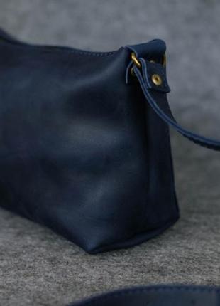 Сумка жіноча. шкіряна сумочка літо вінтажна шкіра колір синій4 фото