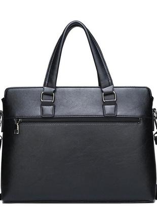 Качественная мужская деловая сумка для документов офисная, модный мужской деловой портфель формат а4 черный6 фото