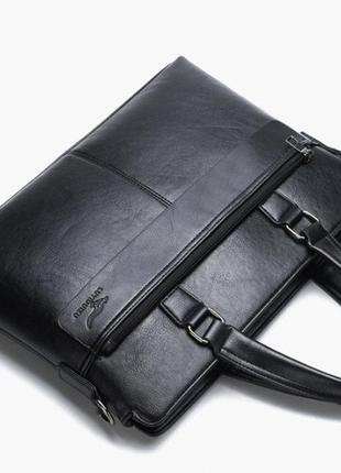 Качественная мужская деловая сумка для документов офисная, модный мужской деловой портфель формат а4 черный10 фото
