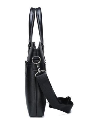 Качественная мужская деловая сумка для документов офисная, модный мужской деловой портфель формат а4 черный2 фото