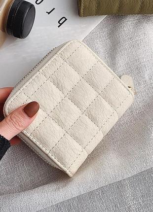 Маленький жіночий гаманець стьобаний, міні портмоне на блискавці8 фото