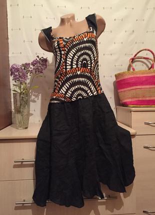 Итальянское льняное платье миди сарафан удобный и стильный