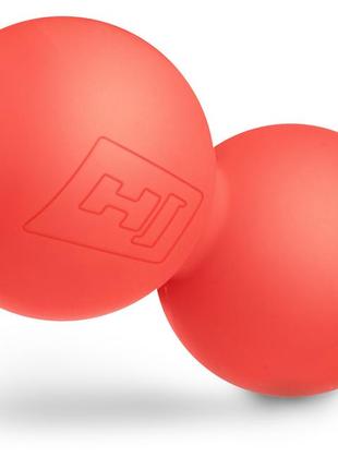Силиконовый массажный двойной мяч 63 мм hop-sport hs-s063dmb красный2 фото
