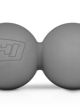 Силіконовий масажний подвійний м'яч 63 мм hop-sport hs-s063dmb сірий1 фото