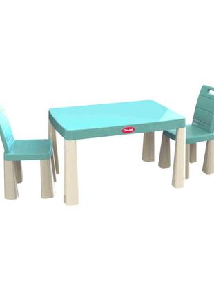 Дитячий пластиковий стіл і 2 стільці 04680/7 бірюзовий