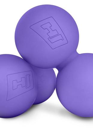 Силиконовый массажный двойной мяч 63 мм hop-sport hs-s063dmb фиолетовый3 фото