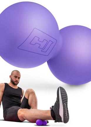 Силіконовий масажний подвійний м'яч 63 мм hop-sport hs-s063dmb фіолетовий4 фото