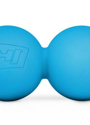 Силиконовый массажный двойной мяч 63 мм hop-sport hs-s063dmb голубой1 фото