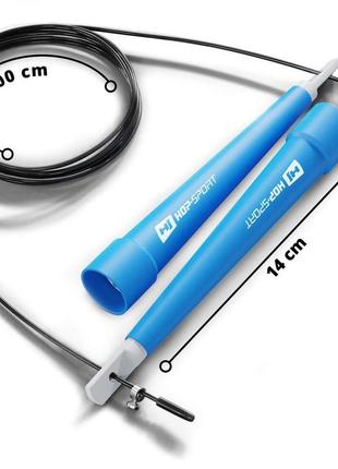 Скакалка hop-sport crossfit с пластиковыми ручками hs-p010jr голубая4 фото