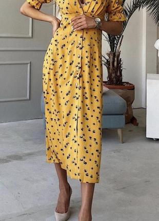 Жовте плаття італійський штапель1 фото