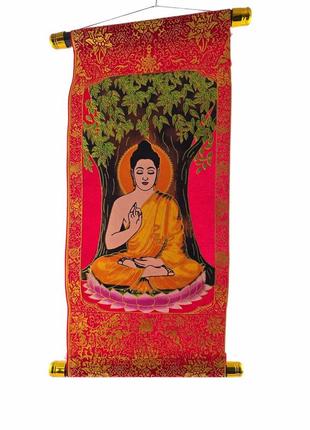Панно красное "будда медитации" (40х20 см)1 фото
