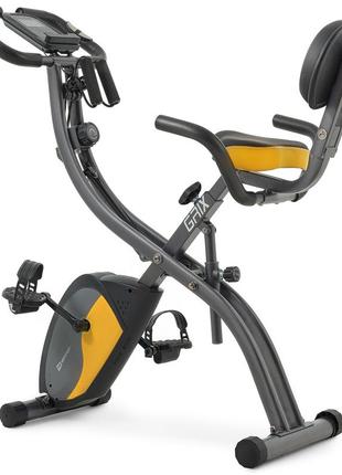 Велотренажер магнитный hop-sport hs-3010x grix x-bike с эспандерами серо-желтый