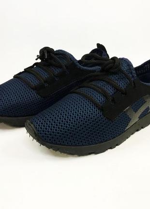 Легкие летние черные кроссовки сетка 42 размер. летние текстильные кроссовки сеткой. модель 96621. цвет: синий1 фото