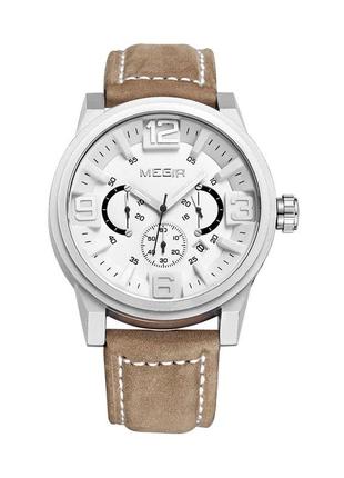 Часы megir silver white brown mg3010 (ml3010gbn-7)