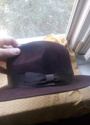 Федора, поля широкі стійкі, капелюх фетр, жіноча, шоколад, р 54-56 класика.