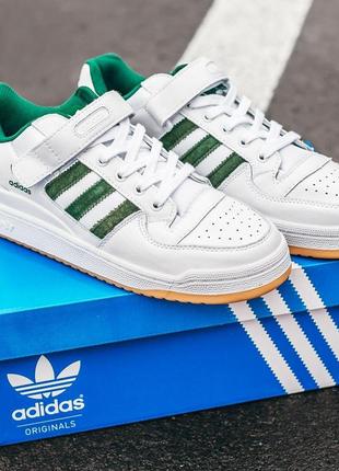 Мужские кроссовки adidas forum white\green