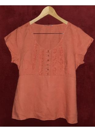 Льняна блуза яскравого кольору