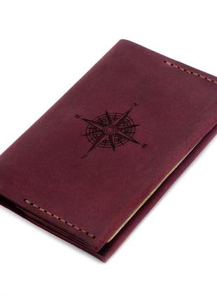 Кожаная обложка на паспорт anchor stuff компас - винный (as150204-2)